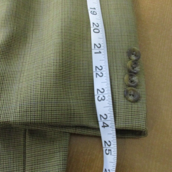 Chaps Ralph Lauren Sport Coat Men 46R 100% Wool Beige Brown Houndstooth 2 Button - Picture 11 of 13